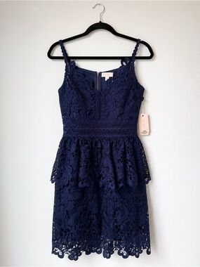 Ted Baker Navy Floral Lace Cocktail Dress